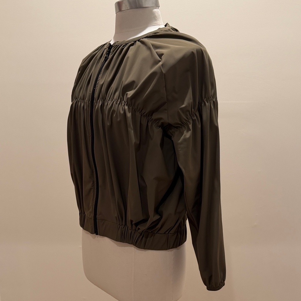 Kozan Olive Green Women's Cropped Ruched Jacket